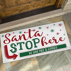 Santa Stop Here 24x48 Personalized Doormat