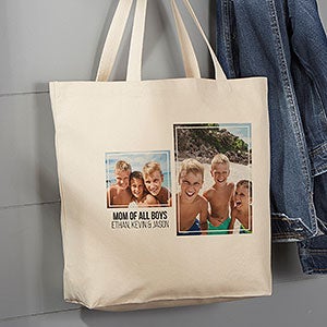 Personalized 2 Photo Collage Canvas Tote Bag - Large