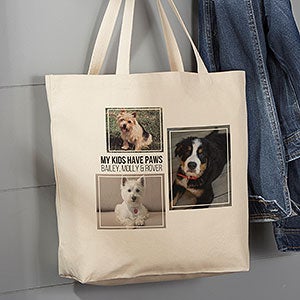 Personalized 3 Photo Collage Canvas Tote Bag - Large