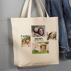 Personalized 4 Photo Collage Canvas Tote Bag - Large