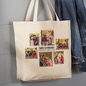 Personalized 6 Photo Collage Canvas Tote Bag - Large