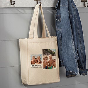 Personalized 2 Photo Collage Canvas Tote Bag - Small