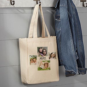 Personalized 4 Photo Collage Canvas Tote Bag - Small