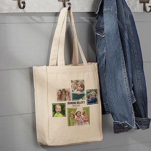 Personalized 5 Photo Collage Canvas Tote Bag - Small