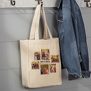 Personalized 6 Photo Collage Canvas Tote Bag - Small