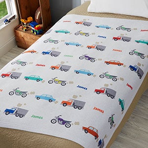 Cars & Trucks Personalized 50x60 Sweatshirt Blanket for Boys