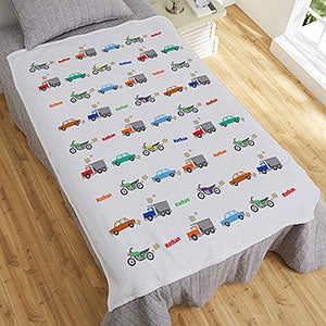 Cars & Trucks Personalized 50x60 Fleece Blanket for Boys