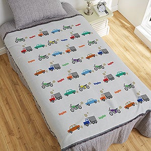 Cars & Trucks Personalized 56x60 Woven Throw for Boys