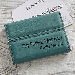 Personalized Teal Business Card Case