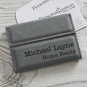 Personalized Charcoal Business Card Case