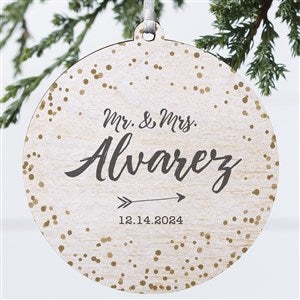 Sparkling Love Personalized Wood Wedding Ornament