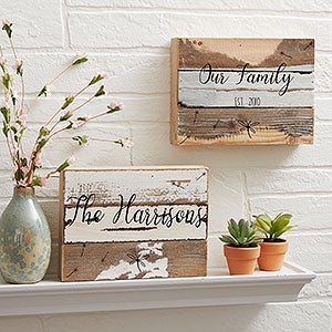 Family Story 12x12 Personalized Reclaimed Wood Decor