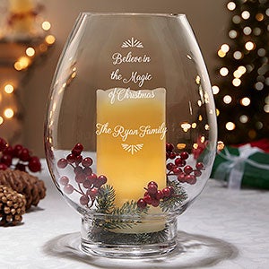 Engraved Hurricane Candle Holder - Holiday Message