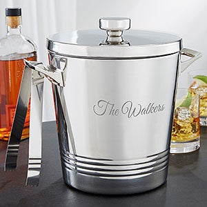 Personalized Engraved Ice Bucket & Tongs - Top Shelf