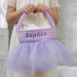 Purple Tutu Personalized Flower Girl Basket