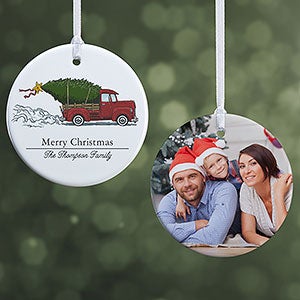 Classic Christmas Vintage Truck Small 2 Sided Ornament