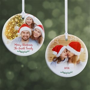 Holly Branch Small 2 Sided Photo Ornament