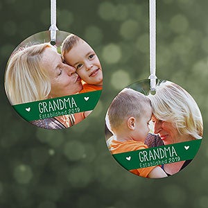 Grandparents Established Small 2 Sided Photo Ornament