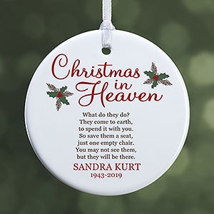 Christmas In Heaven Small 1 Sided Memorial Ornament