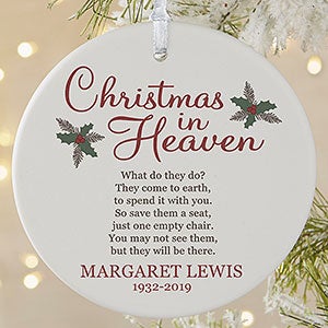 Christmas In Heaven Large 1 Sided Memorial Ornament