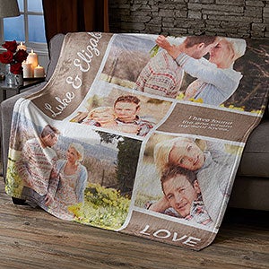 Personalized Fleece Blanket - Love Photo Collage - 50x60