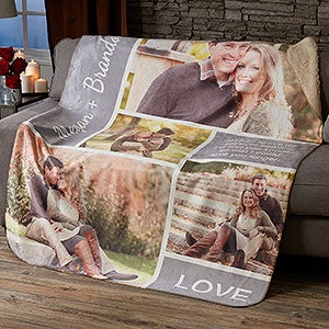 Love Photo Collage Personalized 50x60 Sherpa Photo Blanket