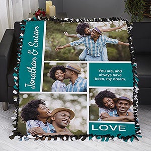 Love Photo Collage Personalized 50x60 Tie Photo Blanket