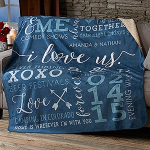 I Love Us Personalized 50x60 Sherpa Blanket