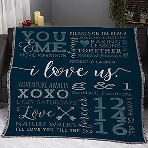 I Love Us Personalized 50x60 Woven Blanket