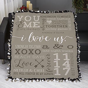 I Love Us Personalized 50x60 Tie Blanket