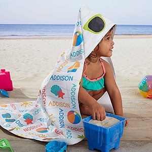 Personalized Hooded Towel - Beach Fun