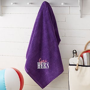 His or Hers Embroidered 35x60 Honeymoon Beach Towel - Purple