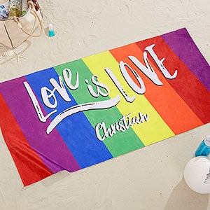 Love Is Love Personalized Beach Towels