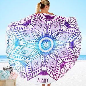 Mandala Personalized Round Beach Towel