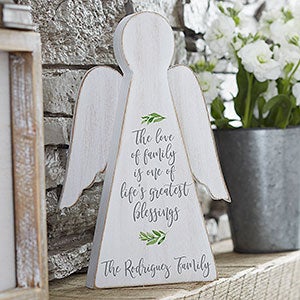 Family Blessing Personalized Wood Angel