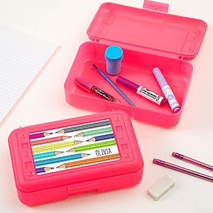 Pink Vibrant Hues Personalized Pencil Box