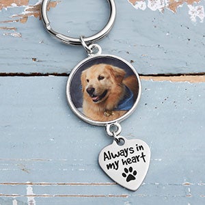 Custom Pet Memorial Keychains Add Any Photo To Be Featured In A Round Display The Keychain Heart Shaped Charm With Words