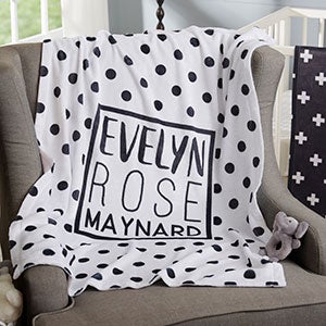 Black & White Personalized Fleece Baby Blanket