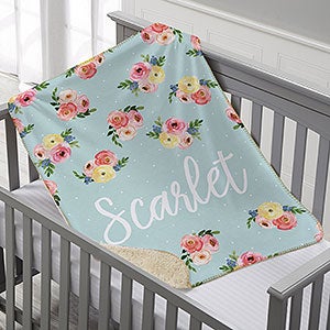 Floral Baby Personalized 30x40 Sherpa Blanket