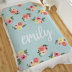 Floral Baby Personalized 50x60 Sherpa Blanket