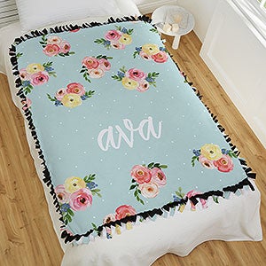 Floral Baby Personalized 50x60 Tie Blanket