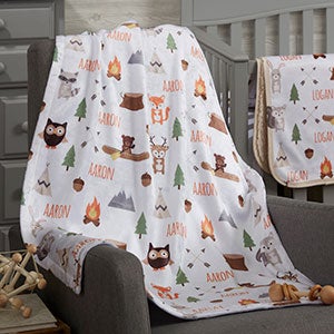 Woodland Adventure Personalized Fleece Baby Blanket