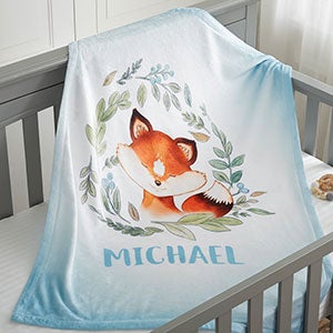 Woodland Fox Personalized Fleece Baby Blanket