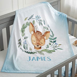 Woodland Deer Personalized Fleece Baby Blanket