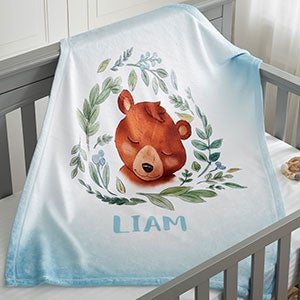 Woodland Bear Personalized Fleece Baby Blanket