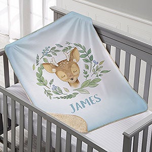 Woodland Deer Personalized Sherpa Baby Blanket