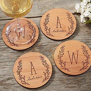 Personalized Wood Coasters - Farmhouse Floral