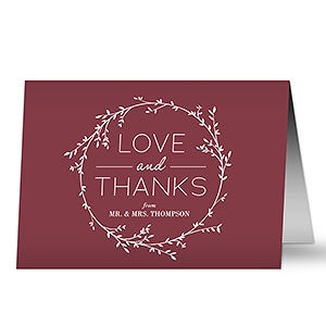 Simple Wreath Personalized Wedding Thank You Card