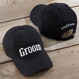 Custom Embroidered Wedding Baseball Hat - Black