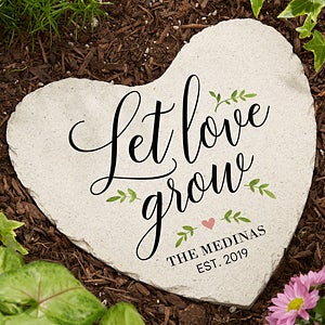 Let Love Grow Large Personalized Heart Garden Stone